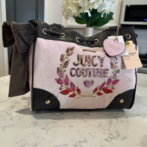 Juicy Couture Pink and Black Embellished Shoulder Bag